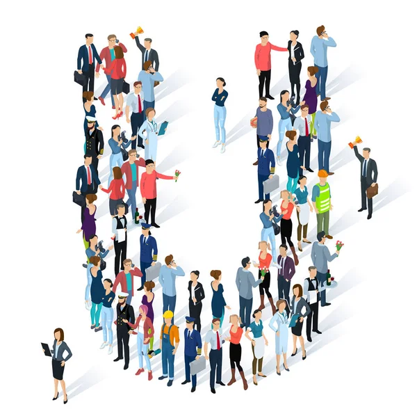 Kalabalık izometrik insanlar alfabesi 