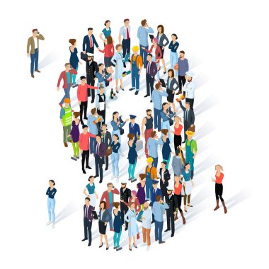 İzometrik insanların numaraları kalabalık.