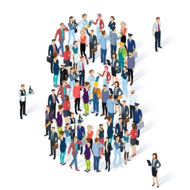 İzometrik insanların numaraları kalabalık.