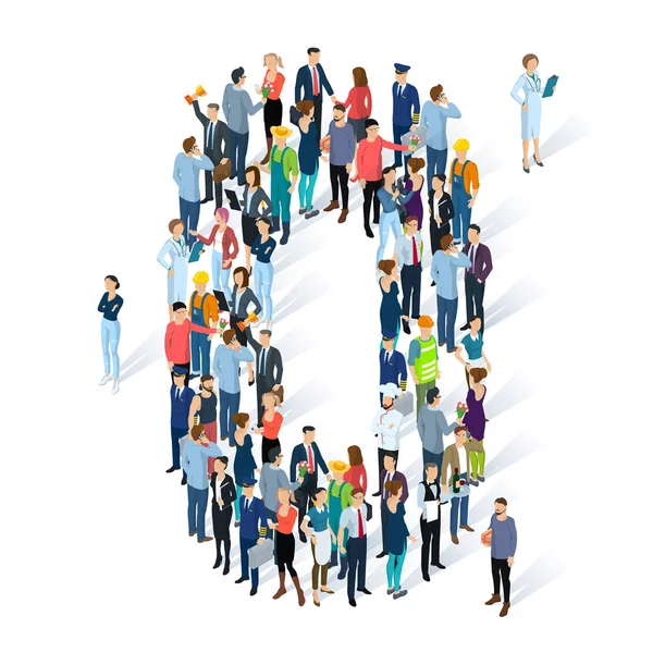 Crowded isometric people  numbers. — Stock Vector