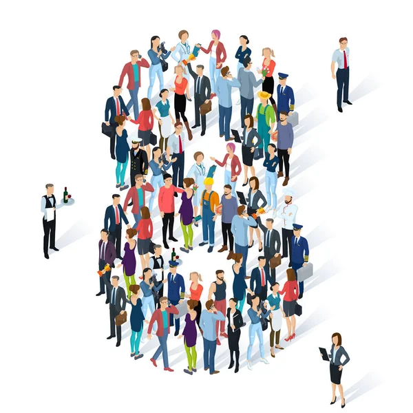 İzometrik insanların numaraları kalabalık.