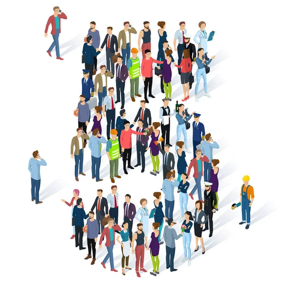 Crowded isometric people  numbers. — Stock Vector