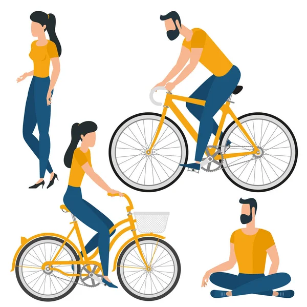 Flat design young man and woman — Stock Vector