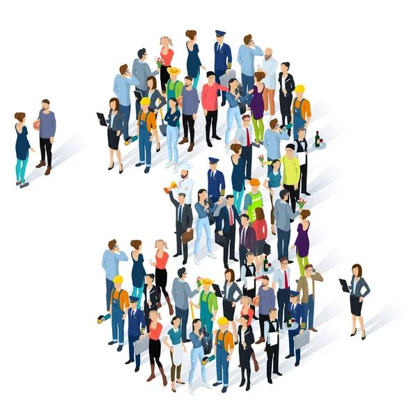 İzometrik insanların numaraları kalabalık.