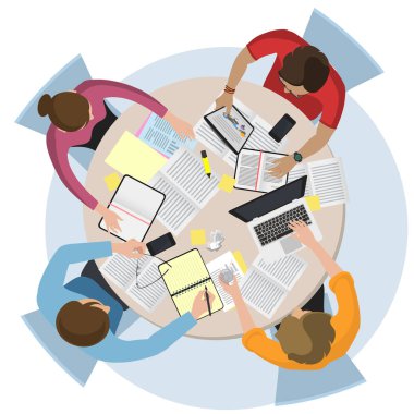 Üstten Görünüm office çalışma alanı 
