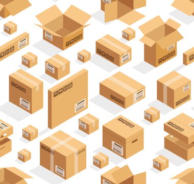 İzometrik vektör karton seamless modeli