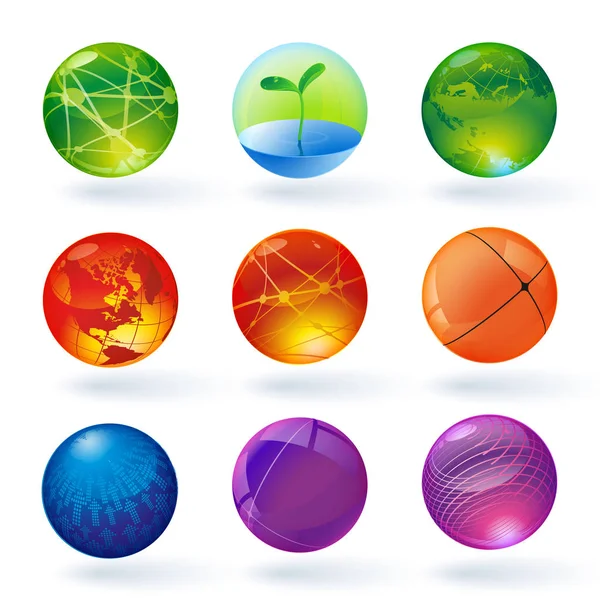 色透明球と地球儀 — ストックベクタ