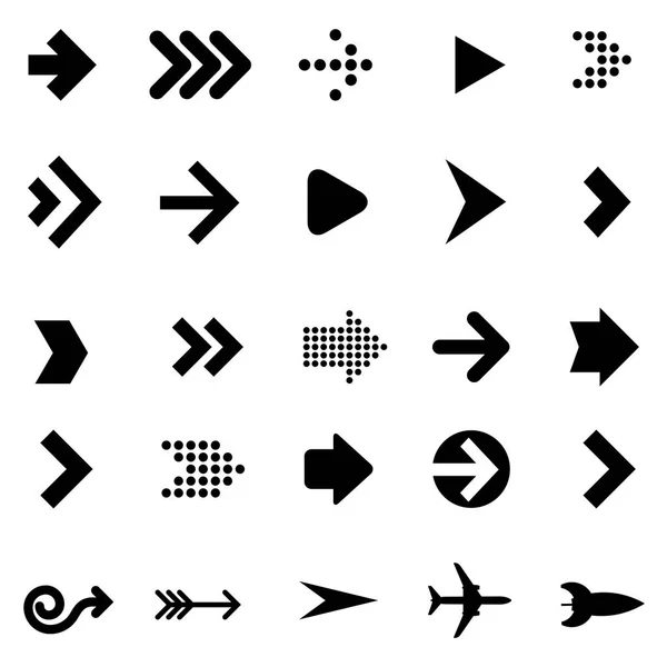 Diseño plano vector flecha icono de navegación conjunto . — Archivo Imágenes Vectoriales