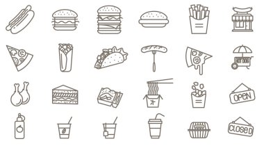 Fast food vektör Icon set
