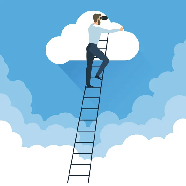 Ladders to clouds — Stock Vector