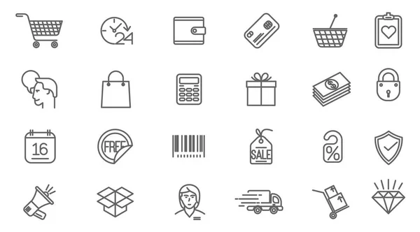 Thin line vector online store sopping icon set. — Stock Vector