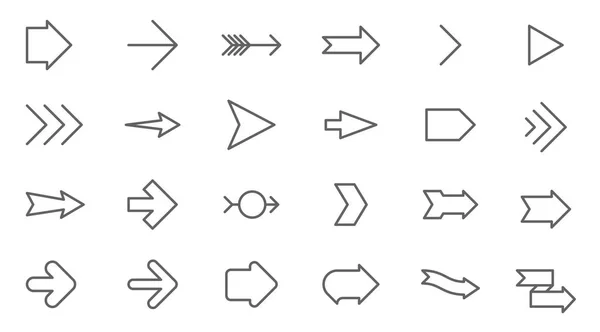 Набор значков тонких векторных стрелок . — стоковый вектор