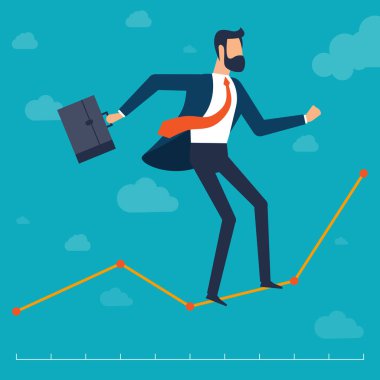 Grafik hat boyunca yürüyüş işadamı