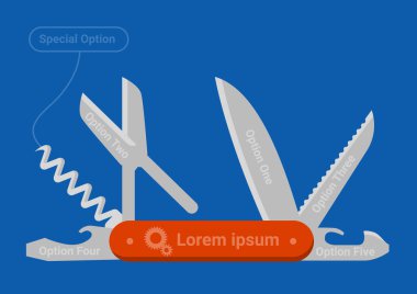 multifunctional pocket knife clipart