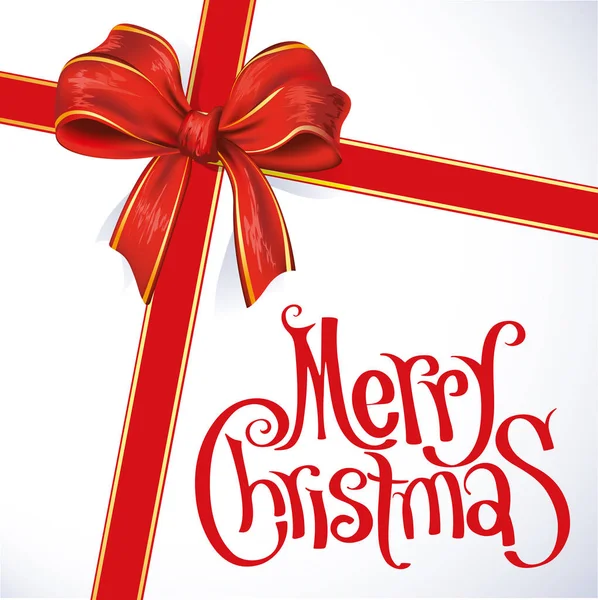 メリー クリスマス赤リボン新年グリーティング カード ベクトル テンプレート — ストックベクタ