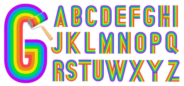 Alfabet rainbow w stylu retro — Wektor stockowy