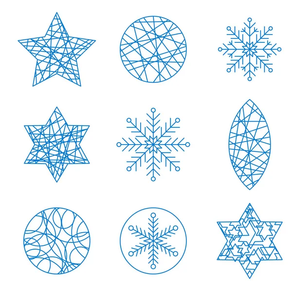 Set de elementos de diseño navideño de línea delgada — Vector de stock