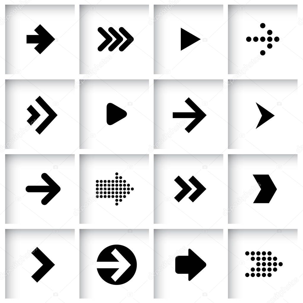 Flat design arrow icon set.