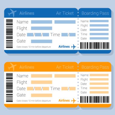 Düz desipn airticket vektör şablonu.