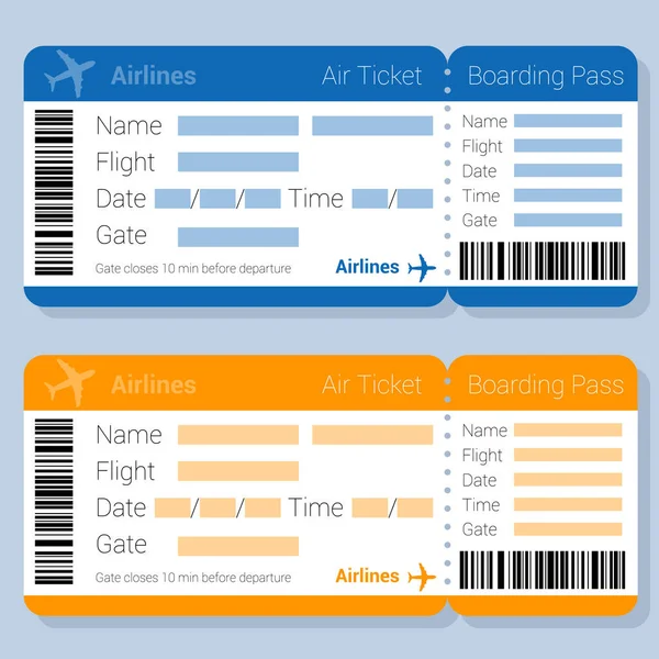 Modèle de vecteur de billets d'avion desipn plat . — Image vectorielle