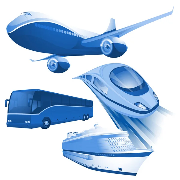 Ransportation iconos vector azul . — Vector de stock