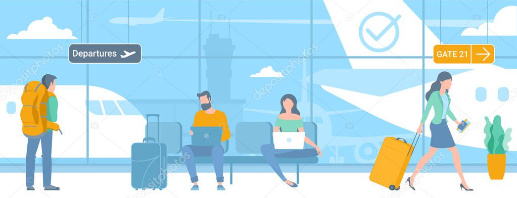 travellers at airport departure area