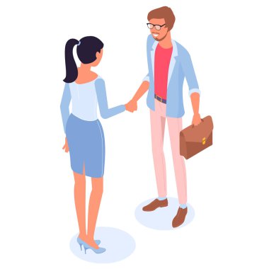  erkek ve kadın el sıkışma 