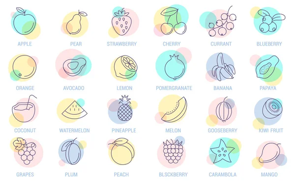 Set de iconos de vectores de frutas — Archivo Imágenes Vectoriales