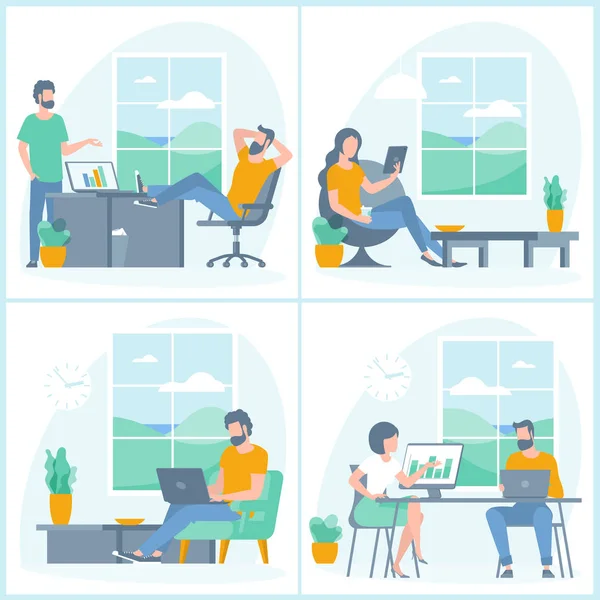 Collègues communiquent dans le bureau — Image vectorielle