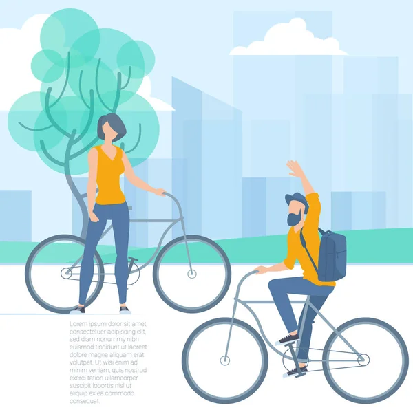 Gente montando bicicleta. — Vector de stock