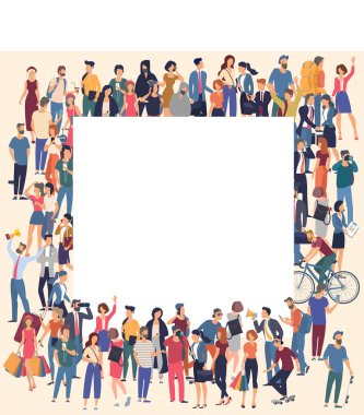 boş beyaz afiş ile insanlar