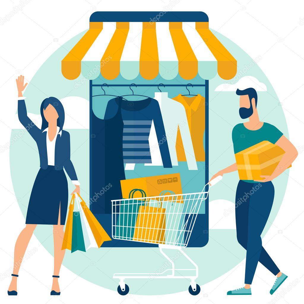 online and mobile  shopping concept