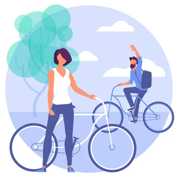 Gente montando bicicleta — Vector de stock