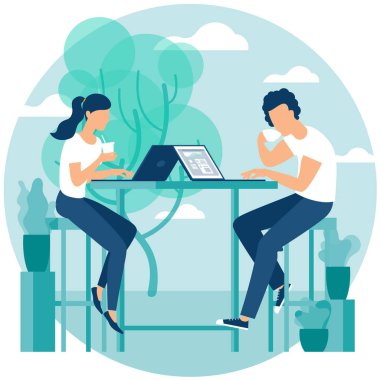 Kahve içme kadın genç adam