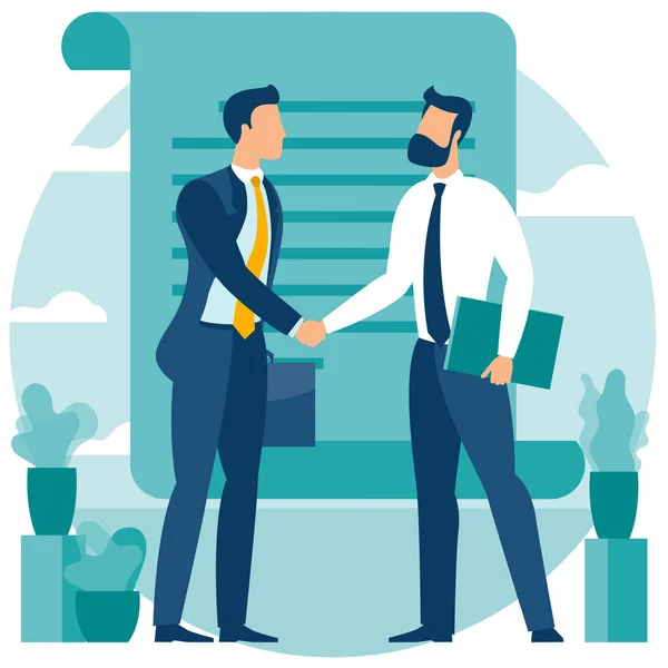 Agreement with a handshake — Stock Vector
