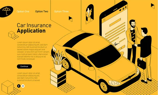 Passenger car insurance isometric concept — Stock Vector