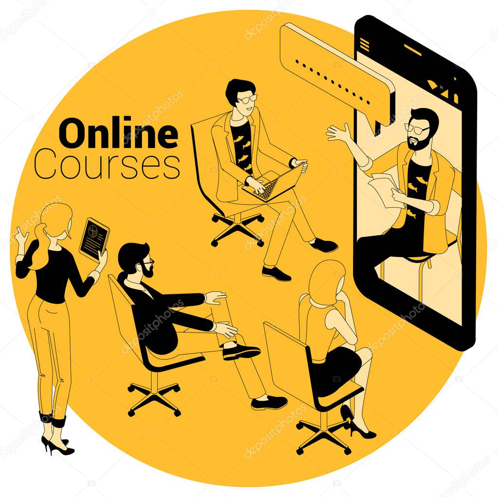 online courses, education, training concept