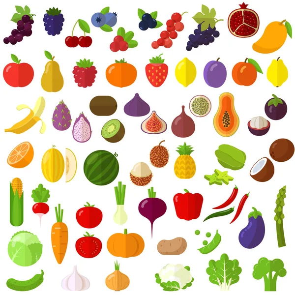 Frutas y hortalizas frescas crudas — Vector de stock