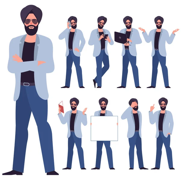 Diseño plano personajes de hombre joven — Vector de stock