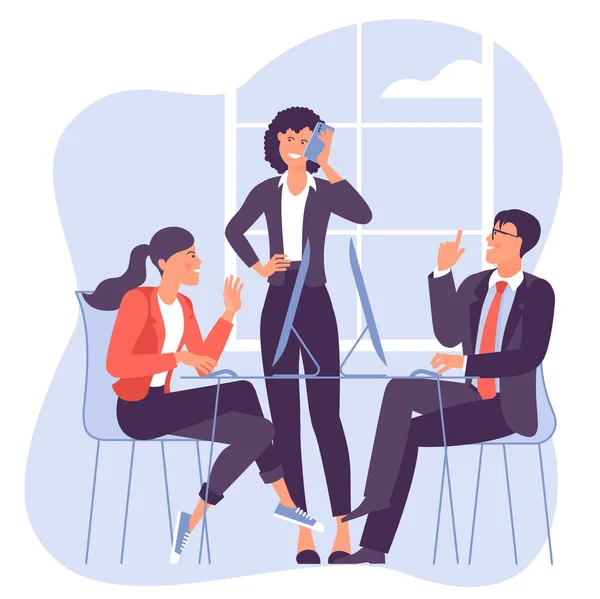 Business meeting, negotiation, brainstorming — Stock Vector