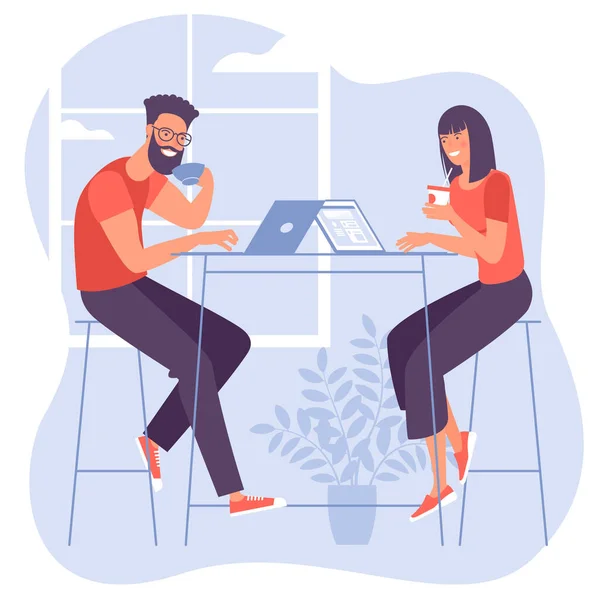 Vector concept of freelancers at work. — Stock Vector