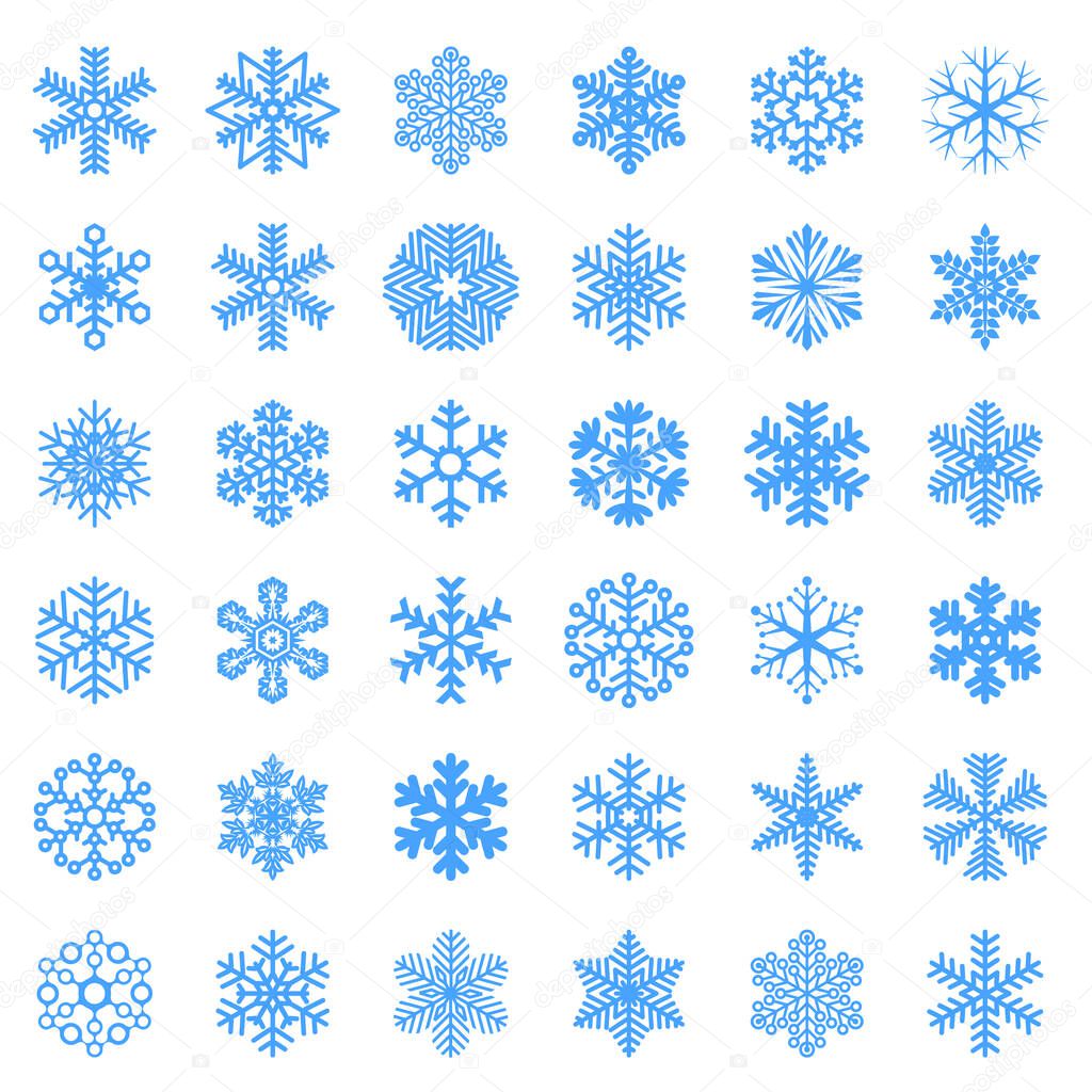 Flat design snowflakes