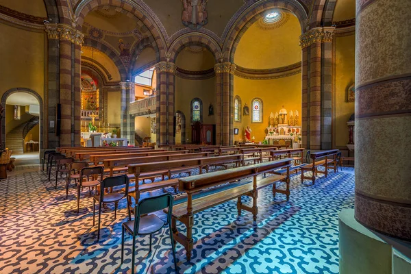 Alba Italy June 2020 Interior View Nave Wooden Pews Altar — Stock Photo, Image