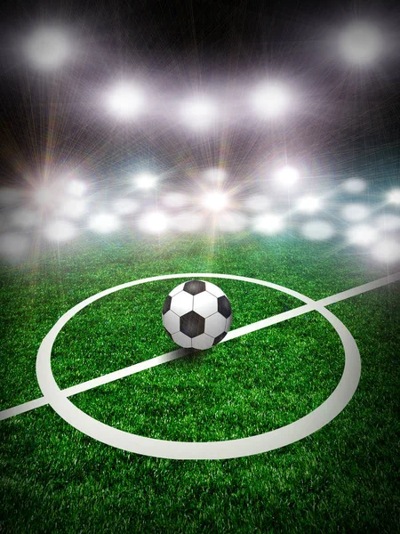 Campo Fútbol Verde Con Luces —  Fotos de Stock