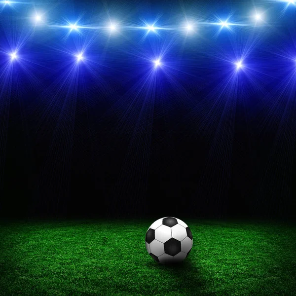 Groene Voetbalveld Met Verlichting — Stockfoto