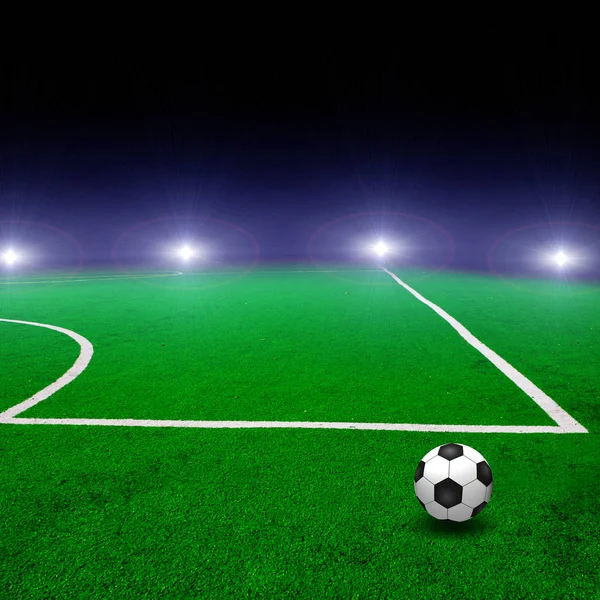 Teren Fotbal Verde Lumini — Fotografie, imagine de stoc