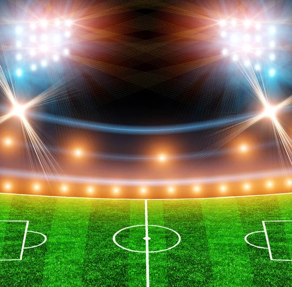 Lapangan Sepak Bola Hijau Dengan Lampu — Stok Foto
