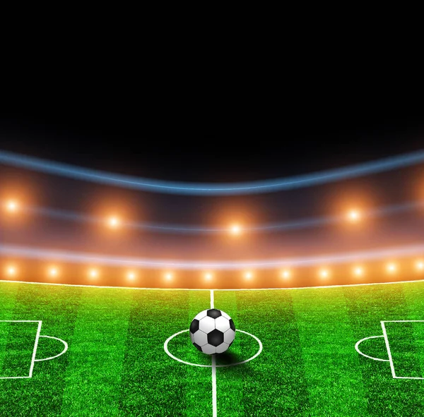 Campo Calcio Verde Con Luci — Foto Stock