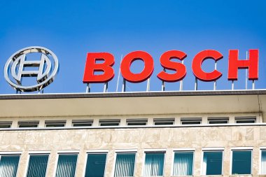 Wetzlar - 25 Mart: Amblem Bosch, 25 Mart 2018 Wetzlar, Almanya. Robert Bosch Gmbh Gerlingen, Stuttgart, Almanya yakınlarında merkezi bir uluslararası mühendislik ve elektronik şirkettir