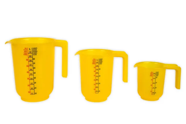 Yellow Measuring Cups Isolated White Background — Stock Photo, Image